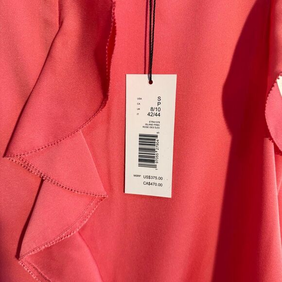 NWT Elie Tahari “Anya” ruffle cap sleeves silk blend top in pink Size S - Picture 6 of 13